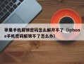 蘋果手機屏鎖密碼怎么解開不了（iphone手機密碼解鎖不了怎么辦）