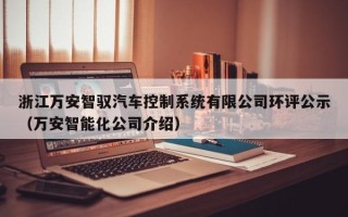 浙江萬安智馭汽車控制系統有限公司環評公示（萬安智能化公司介紹）