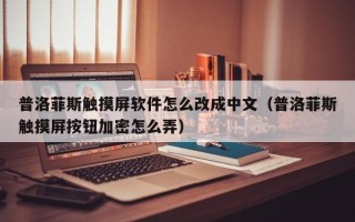 普洛菲斯觸摸屏軟件怎么改成中文（普洛菲斯觸摸屏按鈕加密怎么弄）