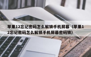 蘋果12忘記密碼怎么解鎖手機屏幕（蘋果12忘記密碼怎么解鎖手機屏幕密碼鎖）