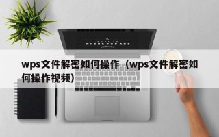 wps文件解密如何操作（wps文件解密如何操作視頻）