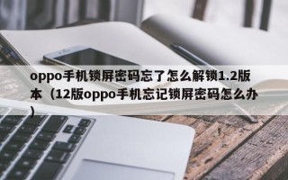 oppo手機鎖屏密碼忘了怎么解鎖1.2版本（12版oppo手機忘記鎖屏密碼怎么辦）