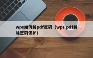 wps如何解pdf密碼（wps pdf解除密碼保護）