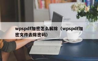 wpspdf加密怎么解除（wpspdf加密文件去除密碼）