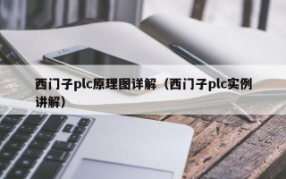 西門子plc原理圖詳解（西門子plc實例講解）