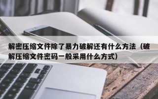 解密壓縮文件除了暴力破解還有什么方法（破解壓縮文件密碼一般采用什么方式）